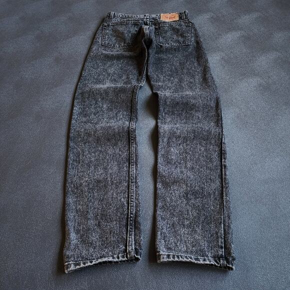 Vintage 505 Levi Black Acid Washed Regular Fit Denim Jeans 30x34 - Picture 1 of 9
